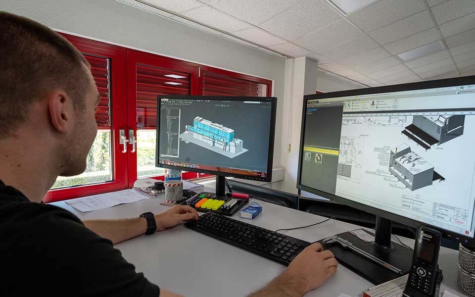 A KKS design engineer developing surface treatment systems using CAD planning